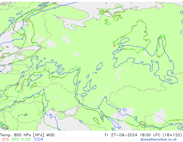 850 hPa Sıc. MOD Cu 27.09.2024 18 UTC