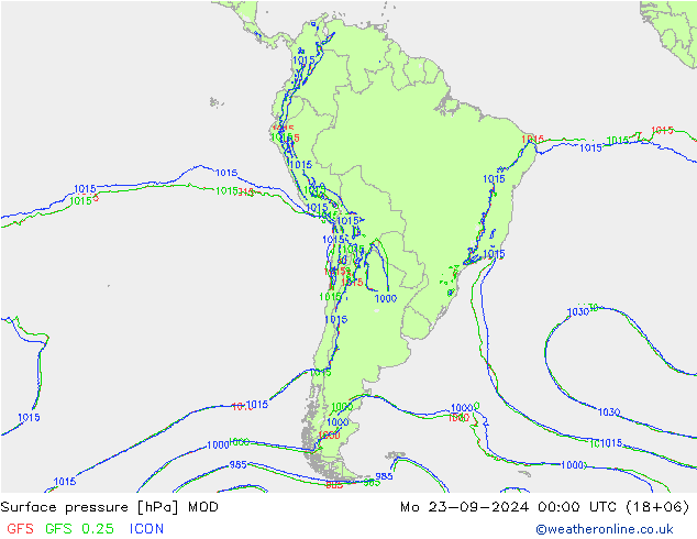 Surface pressure MOD Mo 23.09.2024 00 UTC