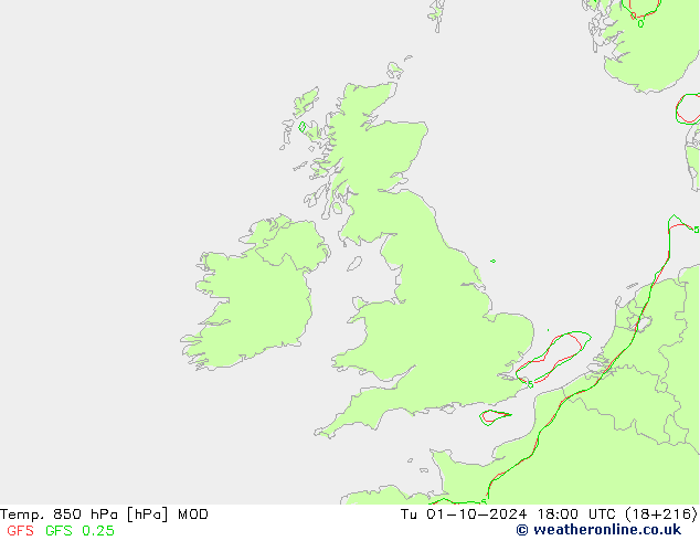 Temp. 850 hPa MOD di 01.10.2024 18 UTC