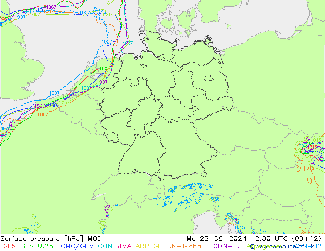 pressão do solo MOD Seg 23.09.2024 12 UTC