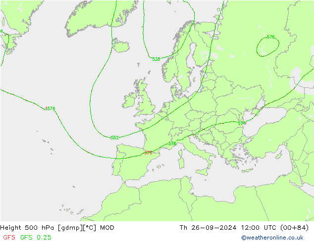 Height 500 hPa MOD Do 26.09.2024 12 UTC