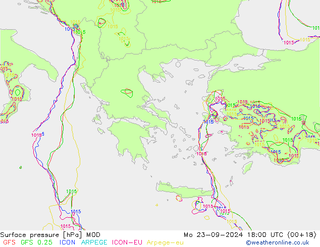 Atmosférický tlak MOD Po 23.09.2024 18 UTC