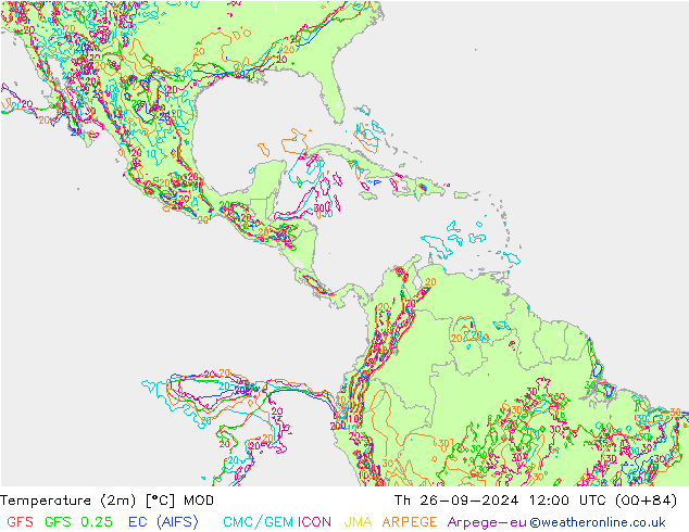 Temperatuurkaart (2m) MOD do 26.09.2024 12 UTC