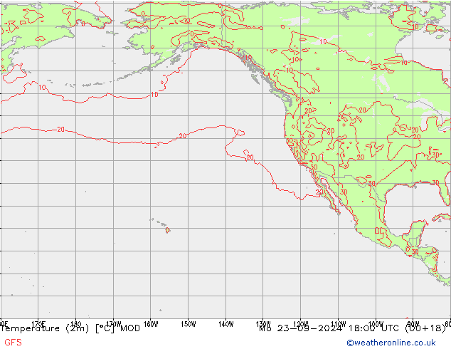 Temperaturkarte (2m) MOD Mo 23.09.2024 18 UTC