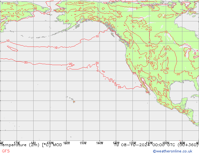 Temperature (2m) MOD Tu 08.10.2024 00 UTC