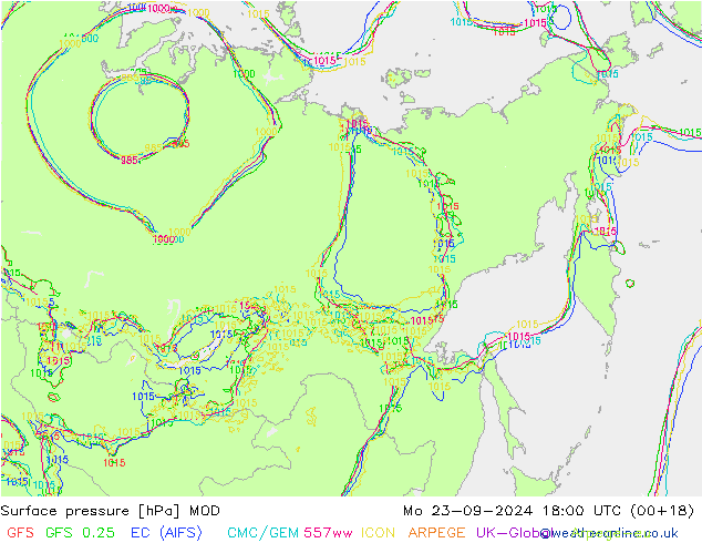 Surface pressure MOD Mo 23.09.2024 18 UTC