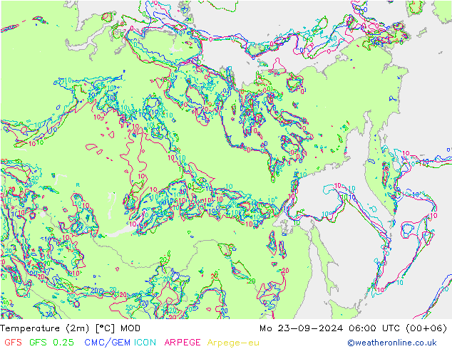 Temperatura (2m) MOD lun 23.09.2024 06 UTC