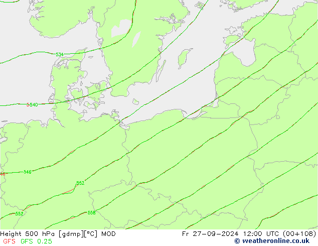 Hoogte 500 hPa MOD vr 27.09.2024 12 UTC