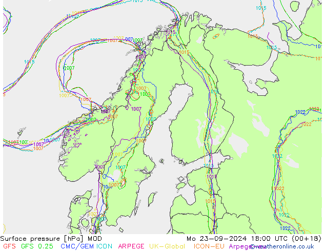 Surface pressure MOD Mo 23.09.2024 18 UTC