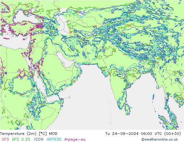 Temperatura (2m) MOD mar 24.09.2024 06 UTC