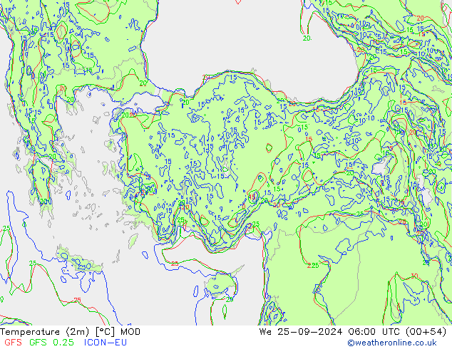 карта температуры MOD ср 25.09.2024 06 UTC