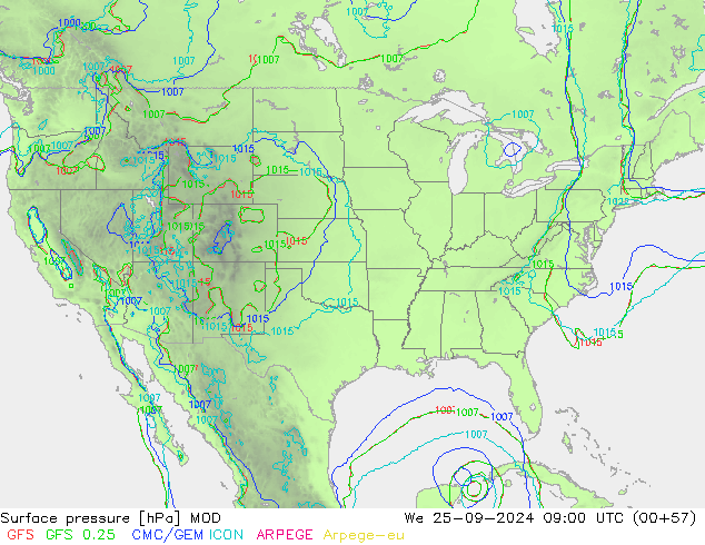 Surface pressure MOD We 25.09.2024 09 UTC