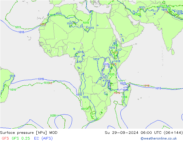 Surface pressure MOD Su 29.09.2024 06 UTC