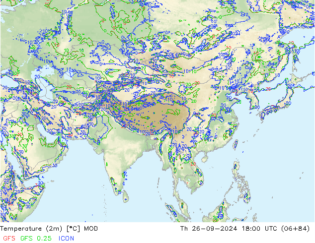 карта температуры MOD чт 26.09.2024 18 UTC