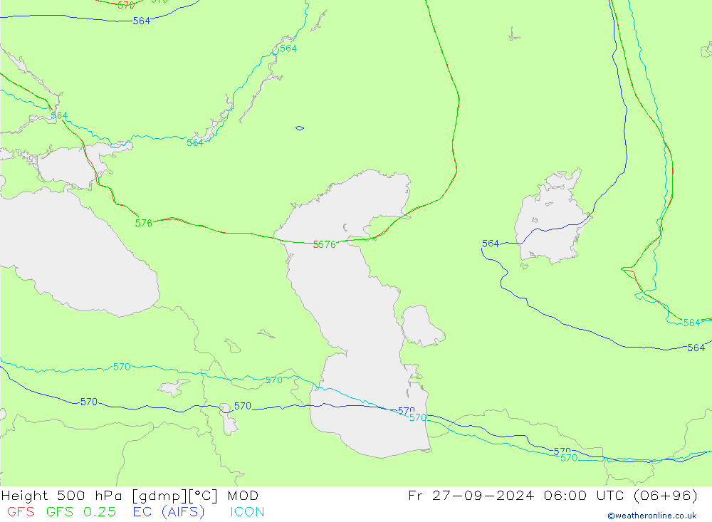 Height 500 hPa MOD Fr 27.09.2024 06 UTC