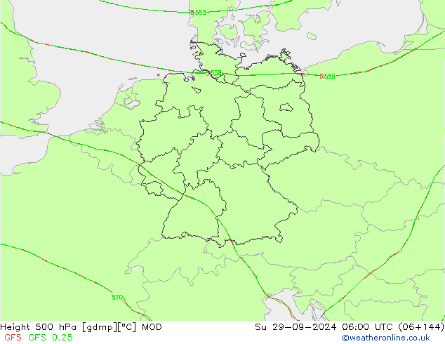 Height 500 hPa MOD nie. 29.09.2024 06 UTC