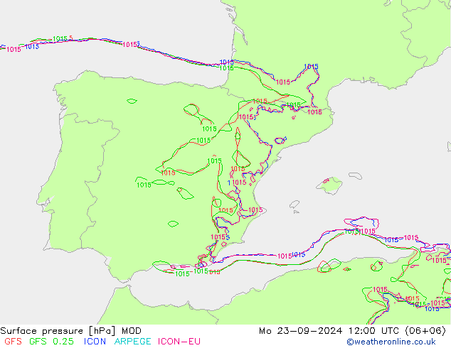 Surface pressure MOD Mo 23.09.2024 12 UTC