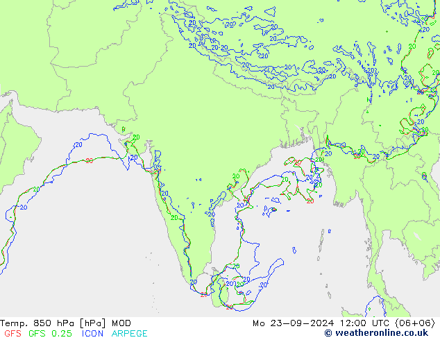 Temp. 850 hPa MOD lun 23.09.2024 12 UTC