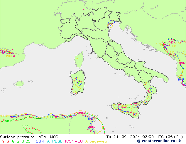 Surface pressure MOD Tu 24.09.2024 03 UTC