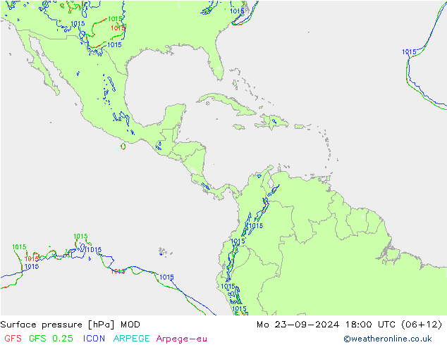 Surface pressure MOD Mo 23.09.2024 18 UTC