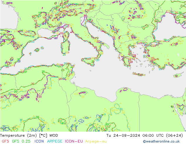 карта температуры MOD вт 24.09.2024 06 UTC