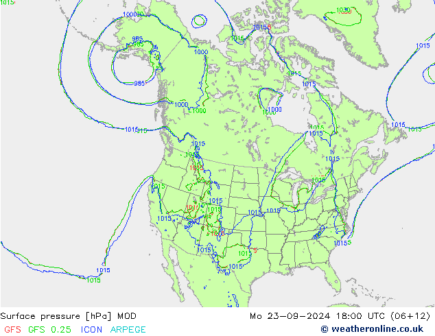 Pressione al suolo MOD lun 23.09.2024 18 UTC