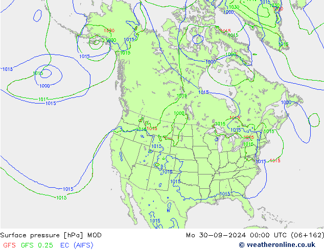 Surface pressure MOD Mo 30.09.2024 00 UTC