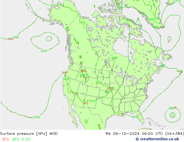 Surface pressure MOD We 09.10.2024 06 UTC