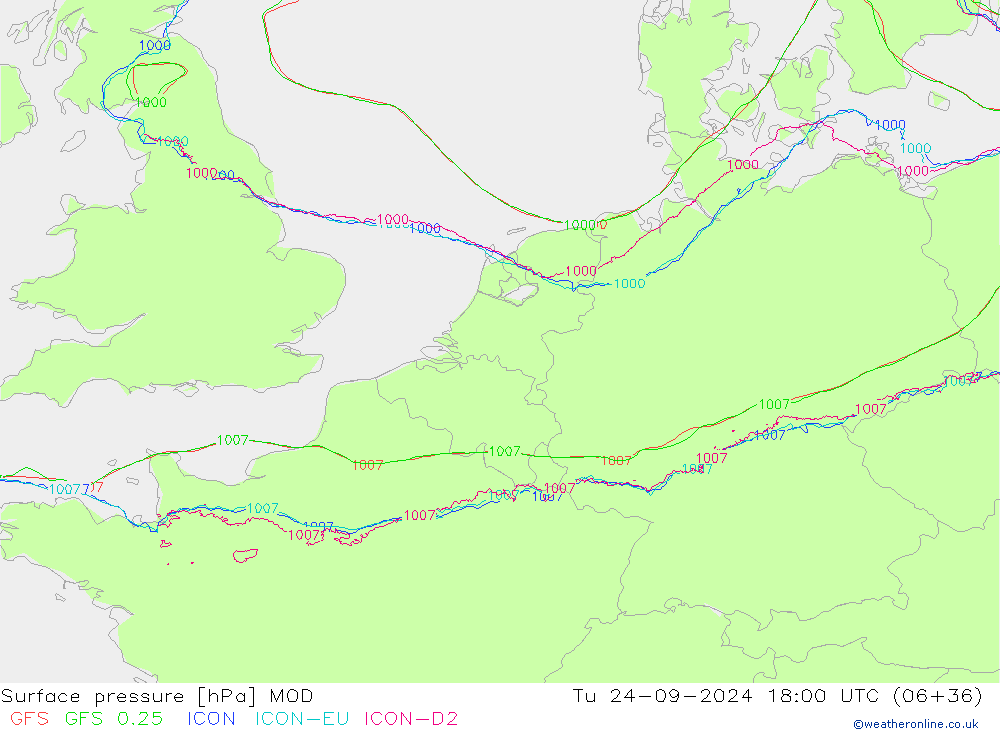 Presión superficial MOD mar 24.09.2024 18 UTC