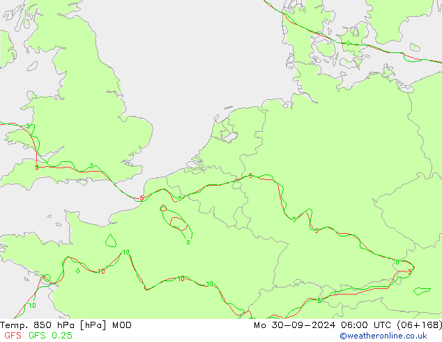 Temp. 850 hPa MOD Po 30.09.2024 06 UTC