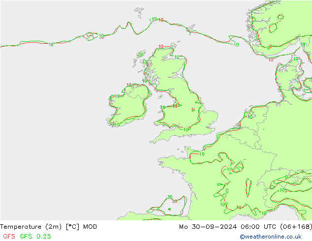 Temperatura (2m) MOD lun 30.09.2024 06 UTC