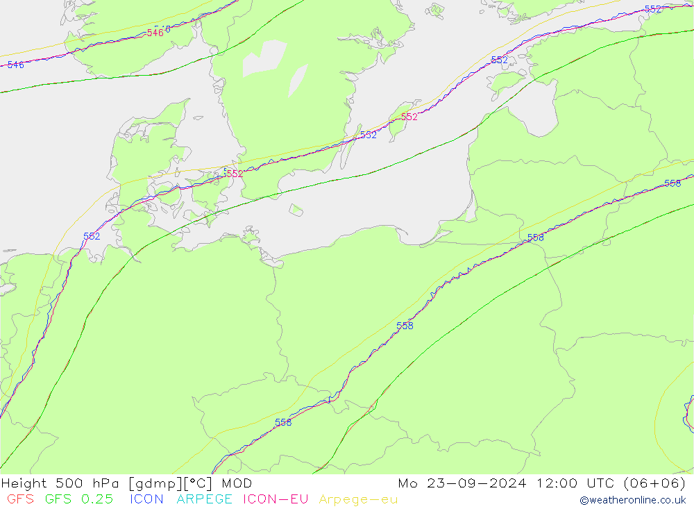 Height 500 hPa MOD lun 23.09.2024 12 UTC