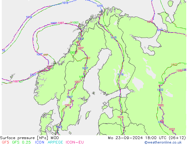 Surface pressure MOD Mo 23.09.2024 18 UTC