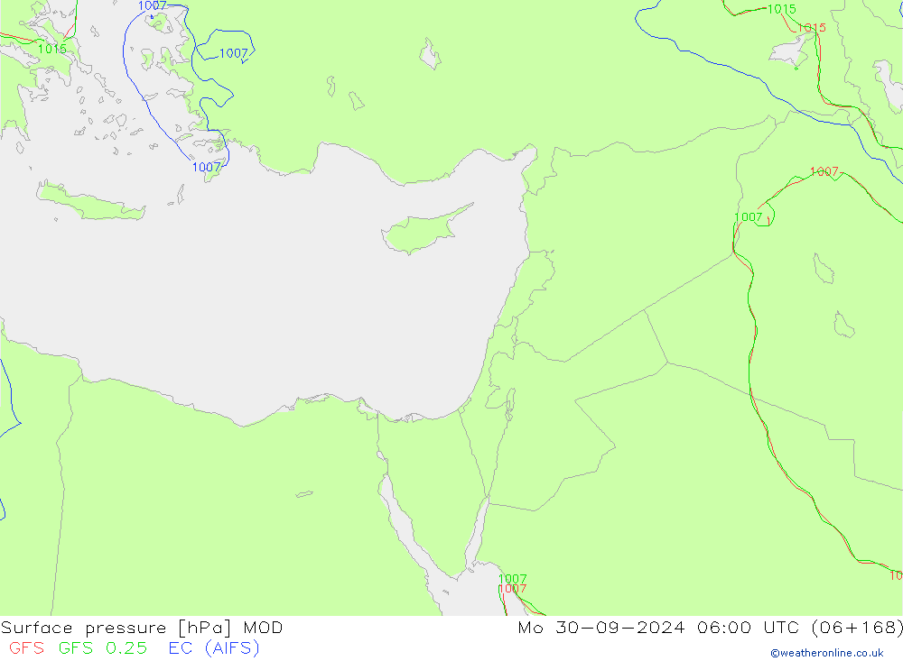 приземное давление MOD пн 30.09.2024 06 UTC