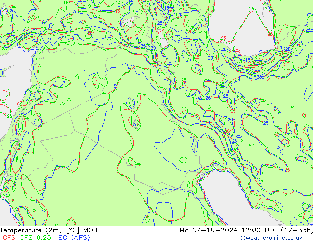 Temperature (2m) MOD Mo 07.10.2024 12 UTC