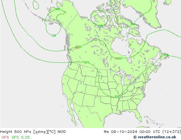 Height 500 hPa MOD Mi 09.10.2024 00 UTC