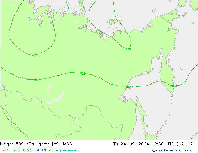 Height 500 hPa MOD Tu 24.09.2024 00 UTC