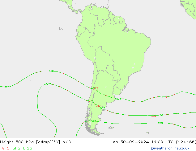 Height 500 гПа MOD пн 30.09.2024 12 UTC