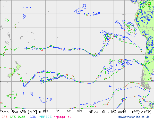 Temp. 850 hPa MOD di 24.09.2024 00 UTC