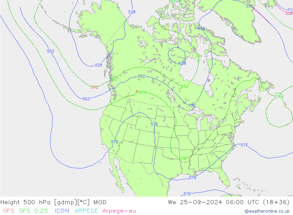 Height 500 hPa MOD We 25.09.2024 06 UTC