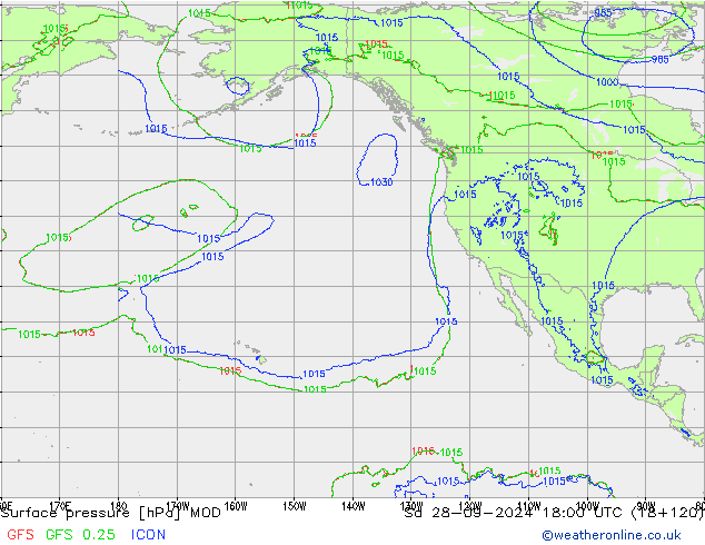 Surface pressure MOD Sa 28.09.2024 18 UTC