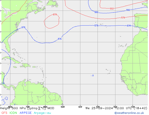 Height 500 hPa MOD We 25.09.2024 12 UTC