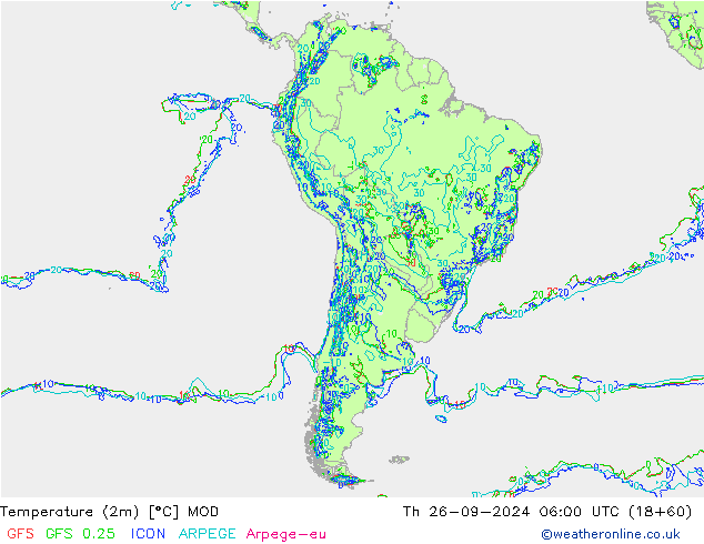 Temperatura (2m) MOD jue 26.09.2024 06 UTC