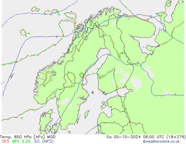 850 hPa Sıc. MOD Cts 05.10.2024 06 UTC