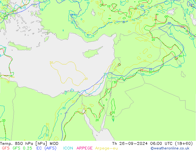 Temp. 850 hPa MOD Do 26.09.2024 06 UTC