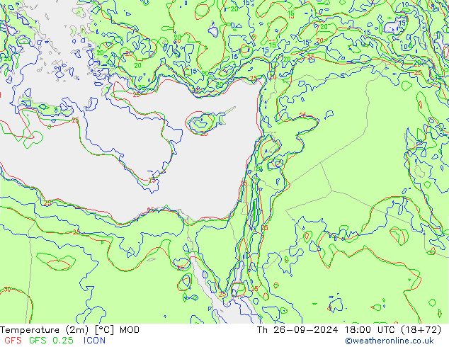 Temperatura (2m) MOD Qui 26.09.2024 18 UTC