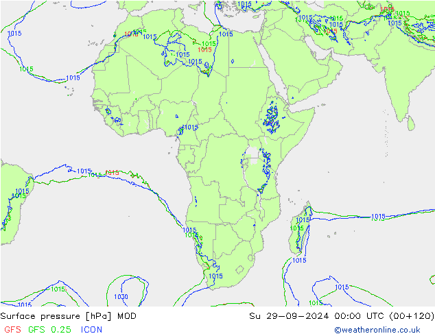 Surface pressure MOD Su 29.09.2024 00 UTC