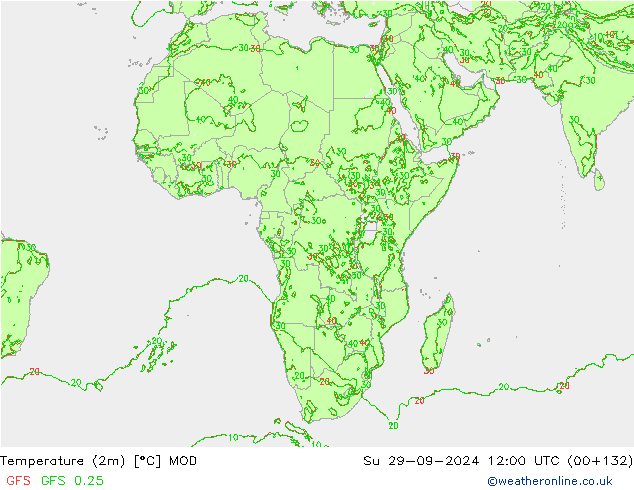 Temperature (2m) MOD Ne 29.09.2024 12 UTC