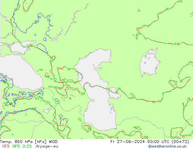 Temp. 850 hPa MOD pt. 27.09.2024 00 UTC