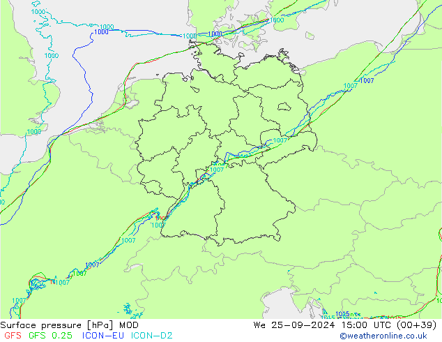 Surface pressure MOD We 25.09.2024 15 UTC